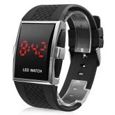 Relógio LED com Pulseira de Silicone - Cor Preto